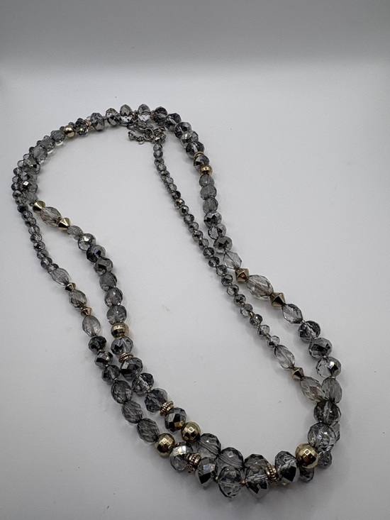 White House Black Market Jewelry - White House Black Market Gray and Gold Layered Faceted Bead Necklace